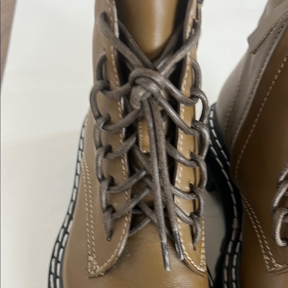 Proenza Schouler Brown Green Combat Boots with Chunky Sole size 9/39 - Picture 7 of 11